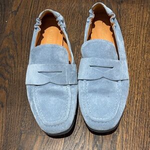 La CANADIENNE Women's Suede Loafers in Light Blue